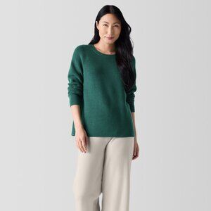 Eileen Fisher 3/4 Sleeve Ribbed Boat Neck Top Size M